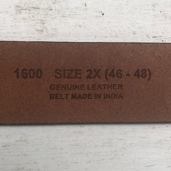 Boutique Size 2X (46-48) Smooth Leather Classic Brown Bright Silver HW $79 NEW - Picture 6 of 16